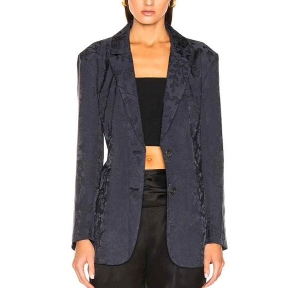 NEW‎ EQUIPMENT 6 Elsworth Floral Jacquard Blazer Jacket Eclipse Blue Kimono - Picture 14 of 16